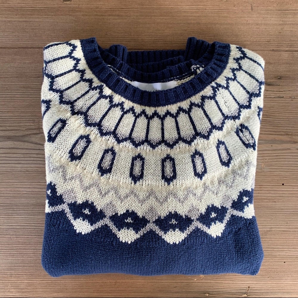 Sag Harbor Navy Fair Isle Sweater Size Large